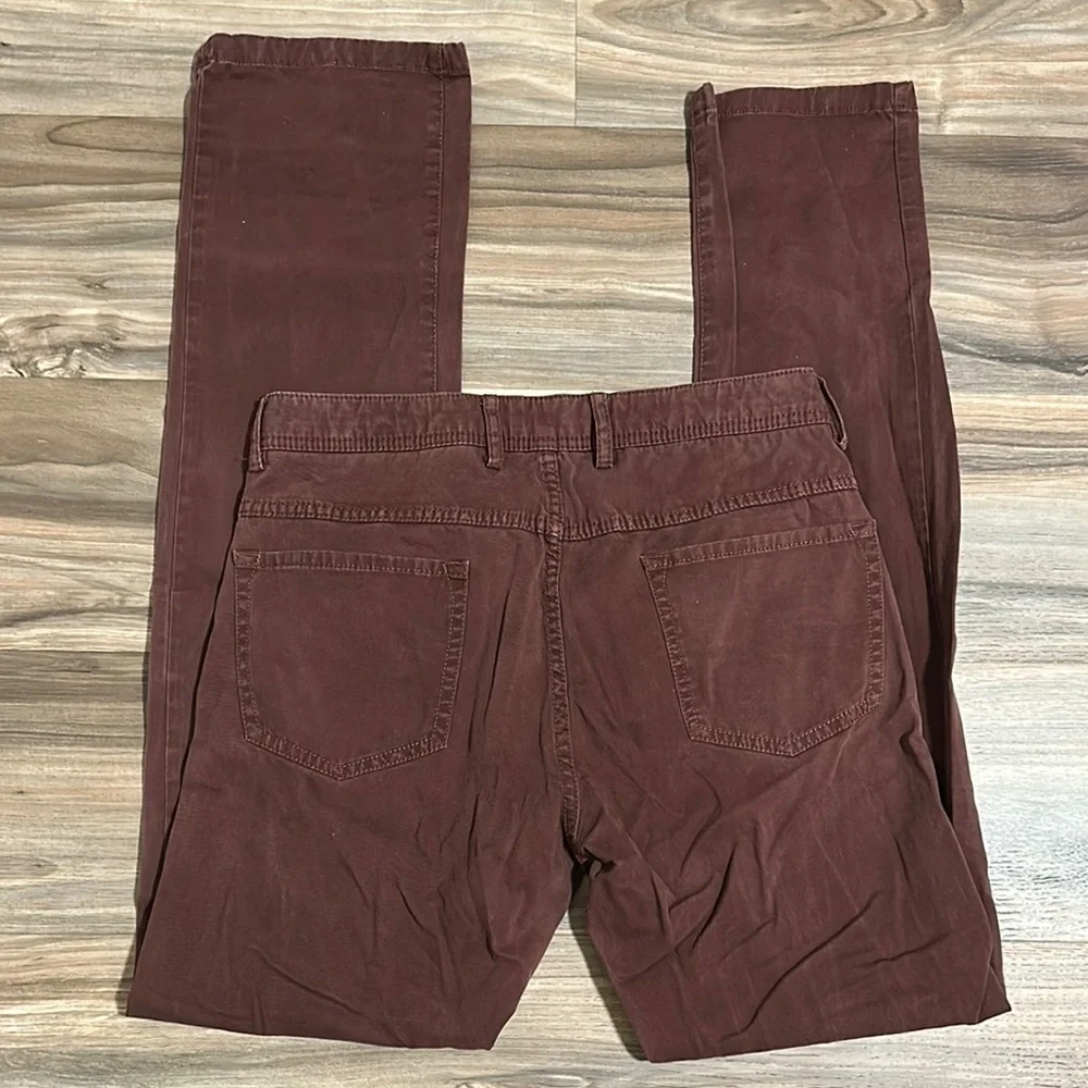 Ballin Chino Pants Men’s 32 Khaki Maroon Pima Cotton Stretch Flat Front Trousers